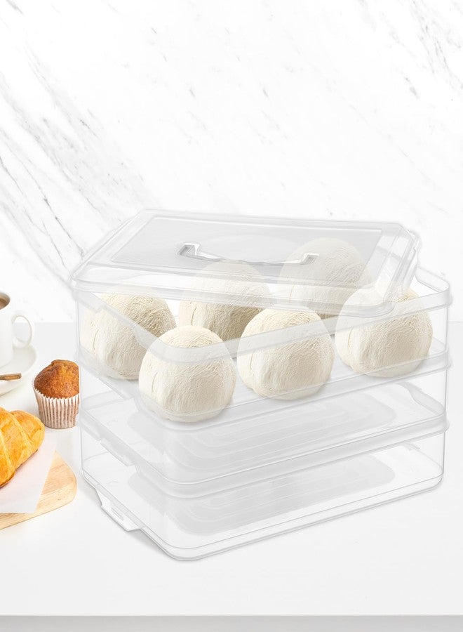 FMOACEN 3PCS Pizza Dough Proofing Box, 12.2 x 8.6 Inch Clear Plastic Pizza Dough Tray with Handle and Lid Bread Fermentation Storage Boxes Container Rectangular Household Pizza Dough Trays with Cover - Image 3